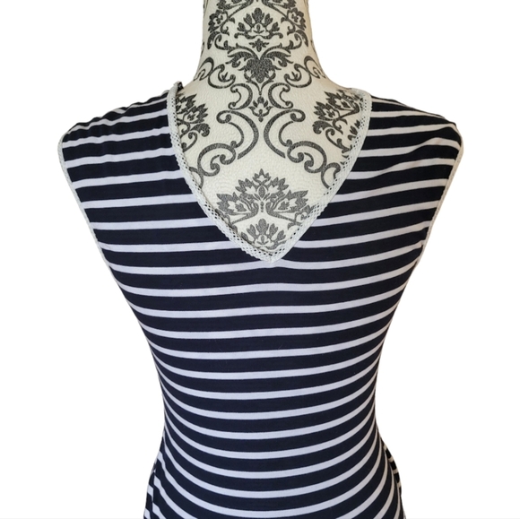 Belle Badgley Mischka striped cotton sleeveless dress size 4 - Picture 5 of 16